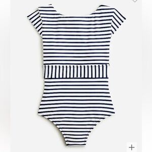 J.Crew Cap-sleeve One Piece Striped Swimsuit